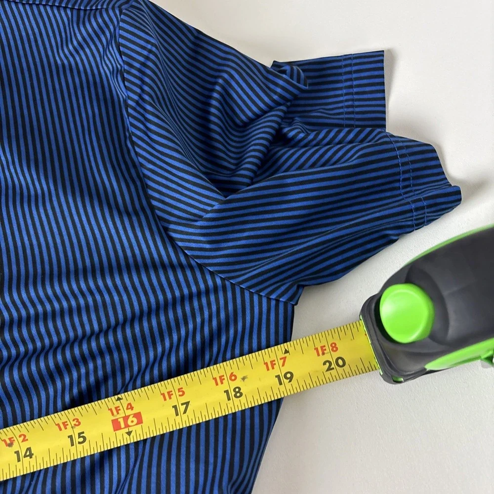 PXG Mens Small Blue/Black Performance Stretch Polo Shirt striped short sleeve - Picture 7 of 11